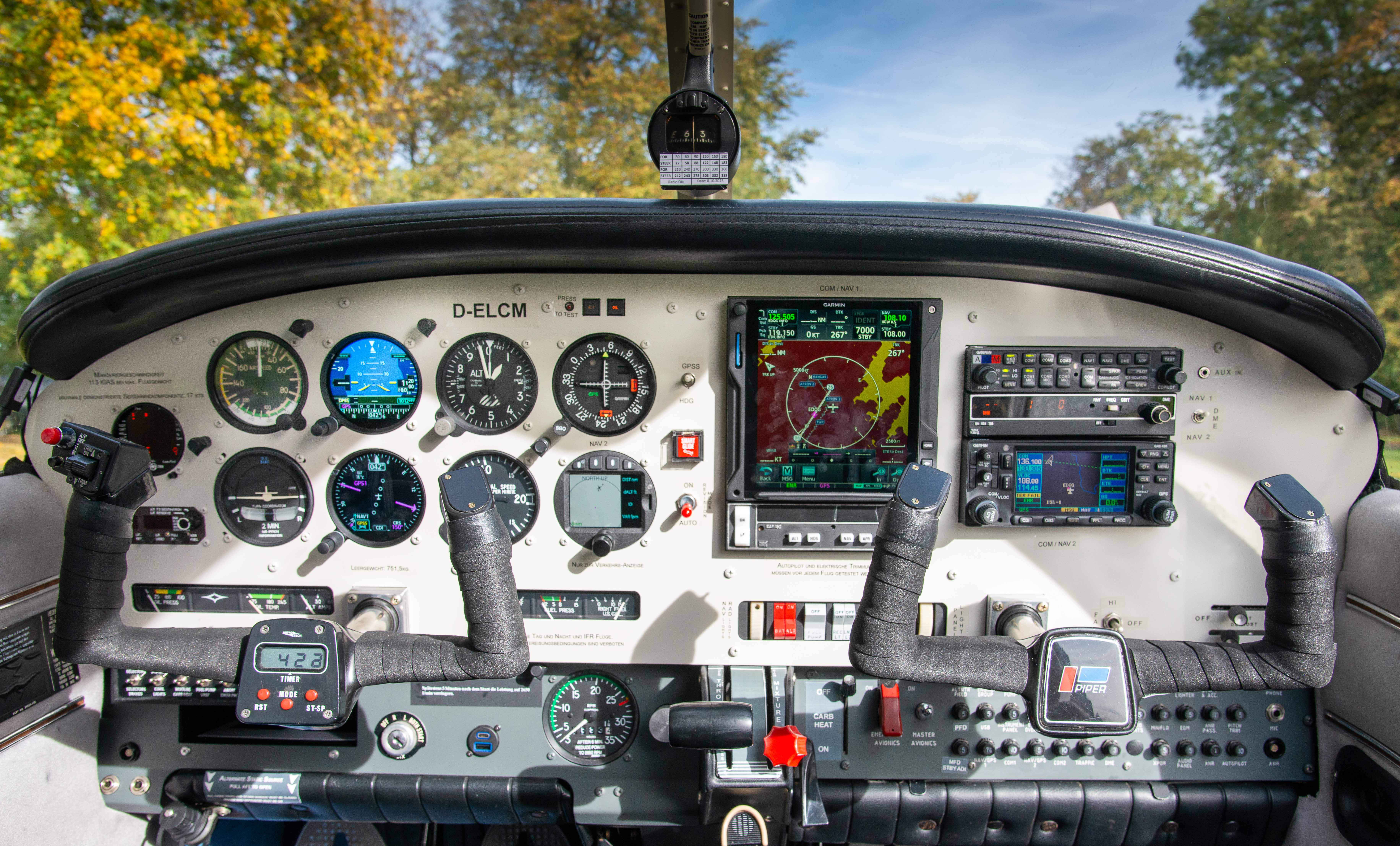 Garmin Glascockpit der Piper Archer II
